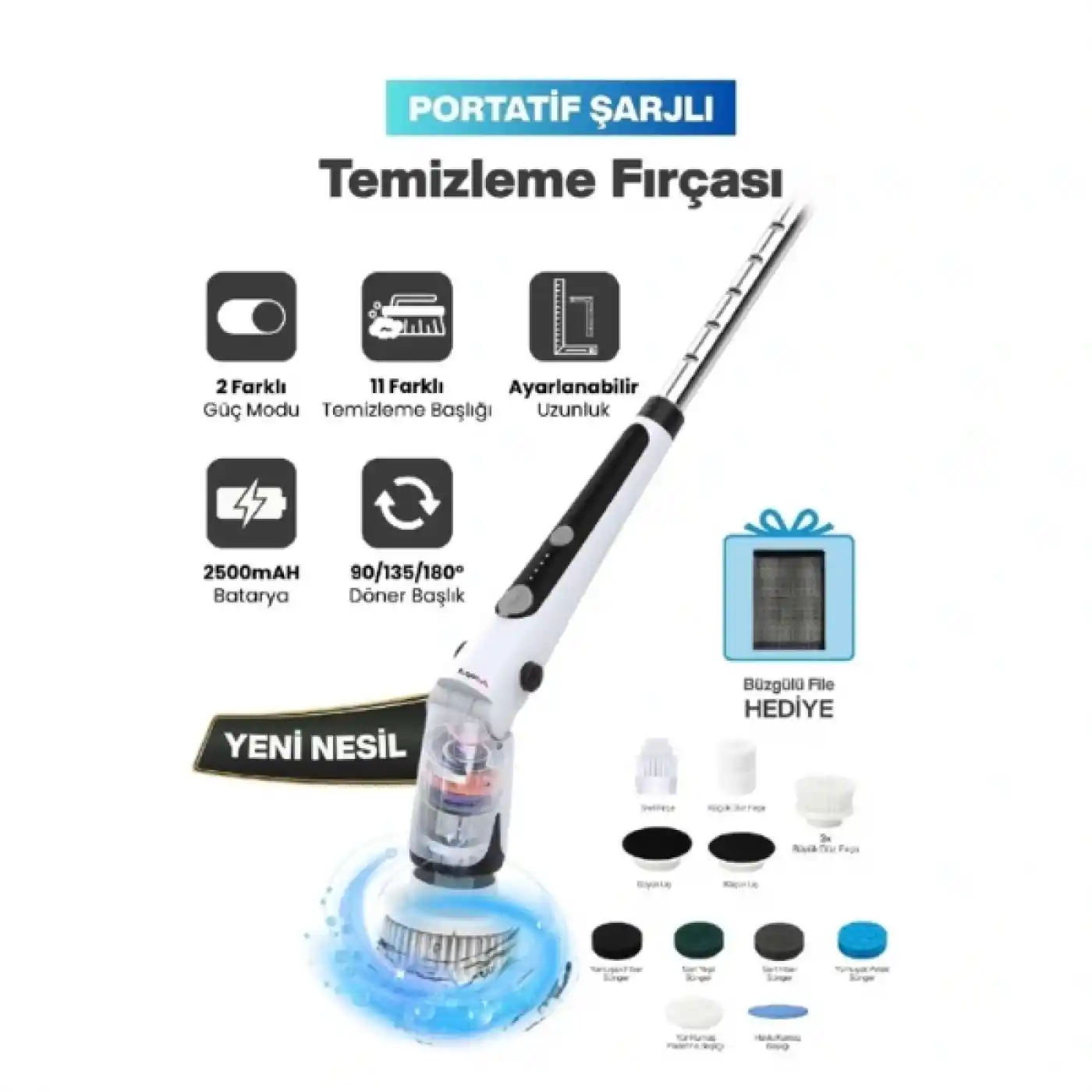 Portatif Şarjlı Temizleme Fırçası