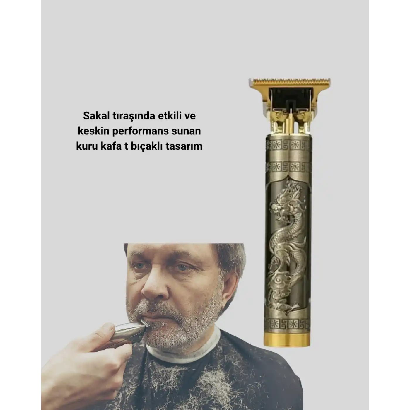 Profesyonel Çizik Tıraş Makinesi – T Çelik Bıçaklı, 120 Dakika Şarjlı Kullanım, 3 Başlıklı