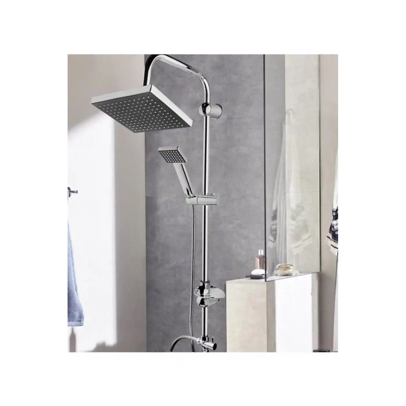 Epilons Robot Tepe Duş Sistemi Yağmurlama Duş Seti Krom Siyah Kare