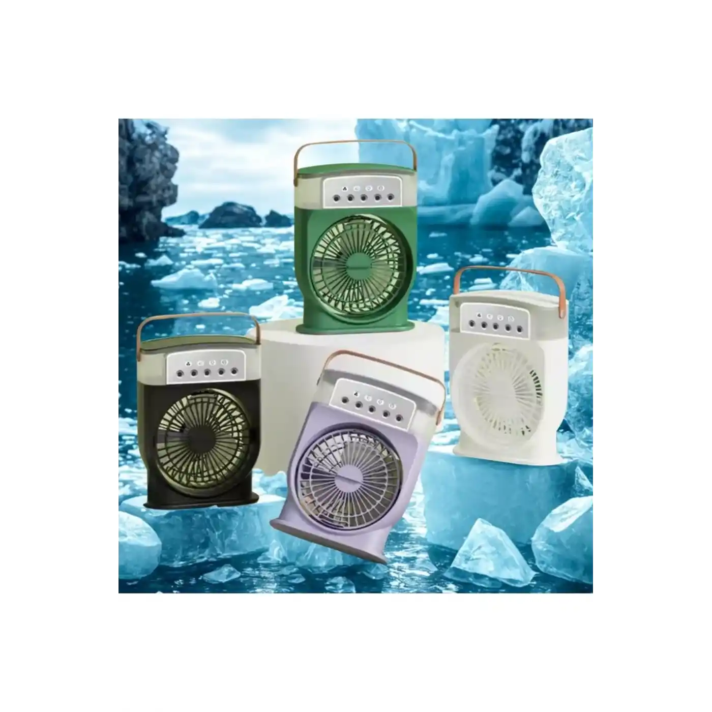 Şarjlı 600 Ml Su Hazneli Taşınabilir Masaüstü Vanilatör  Güçlü Fan Ve 2000 Mah Pil Yeşil
