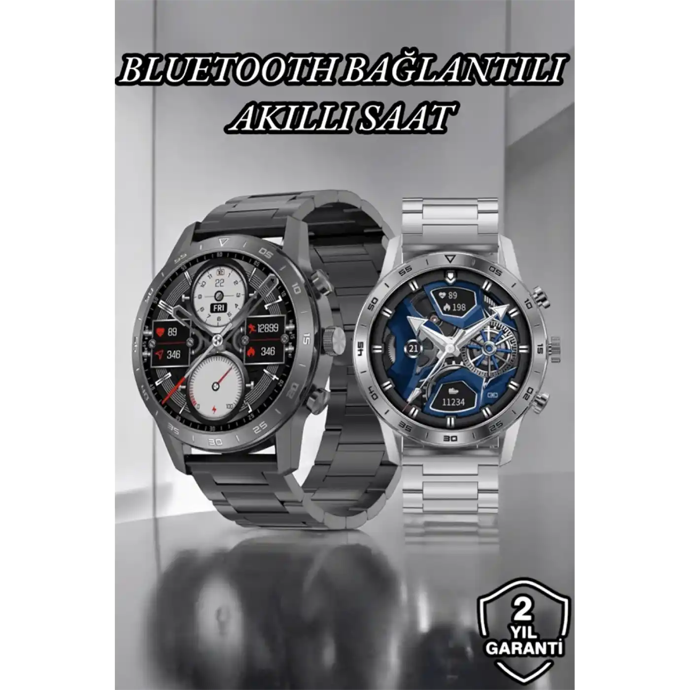 Suya Dayanıklı Dokunmatik Akıllı Saat Bluetooth 5.0, Sesli Asistan ve Sağlık Takibi