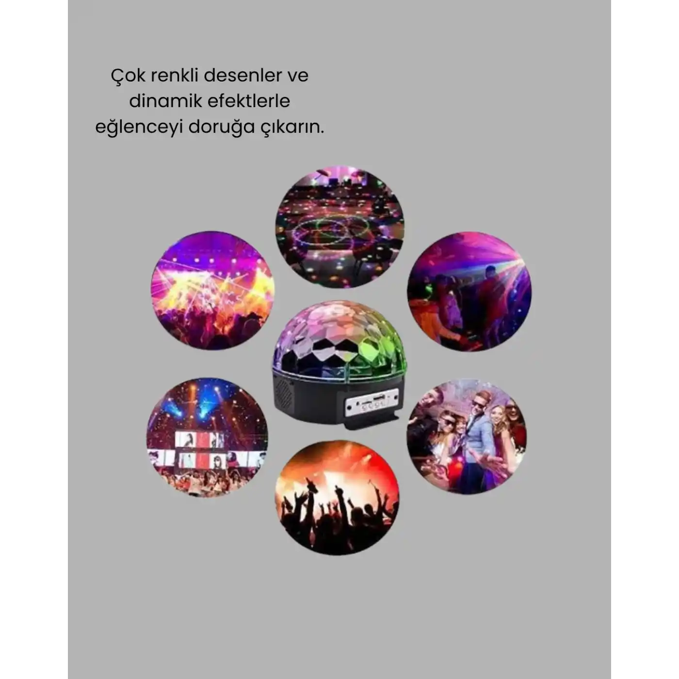 Taşınabilir Mini Disko Topu Lamba – Müzikle Senkronize Işık Efekti ve Parti Atmosferi