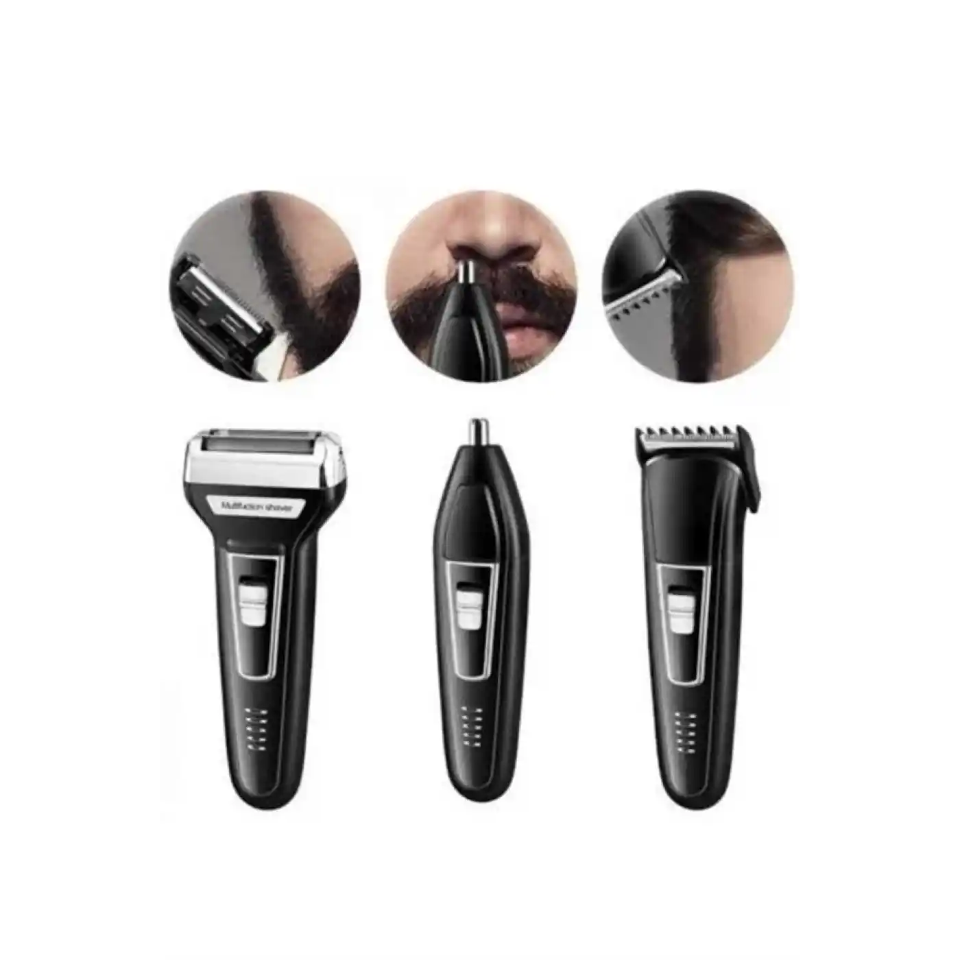 Tıraş Makinesi 3 Başlıklı T Başlıklı Hassas Ciltlere Özel Saç Sakal Vücut Kulak ve Burun