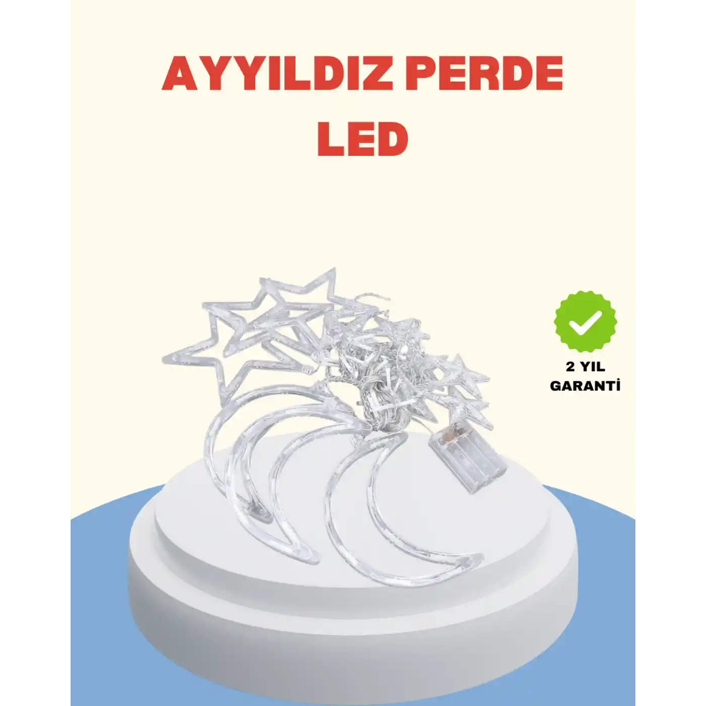 Yıldız Ay Tasarımlı Prizli Perde LED Işık İç Mekan Dekoru