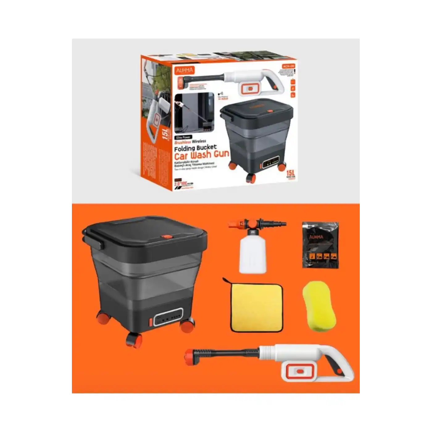 Yüksek Basınçlı Yıkama Makinesi Fırçasız Katlanır Kovalı 150w 14/16 Bar 13 Litre