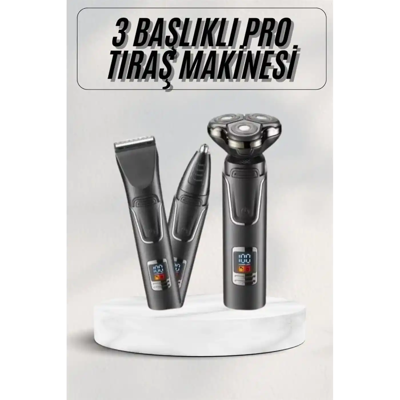 Yüksek Performanslı 3 Başlıklı Profesyonel Şarjlı Islak ve Kuru Kullanıma Uygun