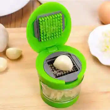 2 Farklı Bıçaklı Hazneli Kapaklı Pratik Sarımsak Soğan Rendesi