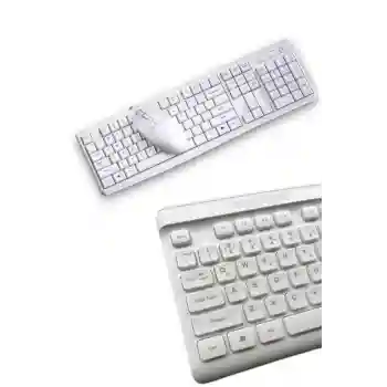 Kablosuz Klavye Mouse Seti Beyaz Q Klavye Tüm Cihazlara Uyumlu