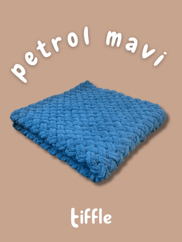 Hasır Puffy Bebek Battaniyesi | Petrol