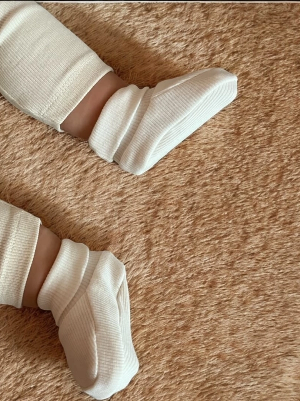 Pamuklu Kaşkorse Bebek Patik Çorap | Ekru