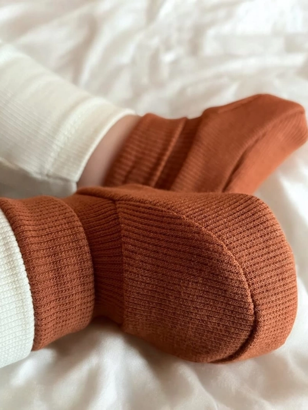 Pamuklu Kaşkorse Bebek Patik Çorap | kiremit