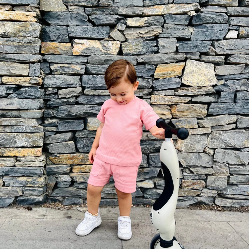 %100 Organik Pamuk Waffle Kumaş Bebek Takımı | Gots Sertifikalı | Pudra