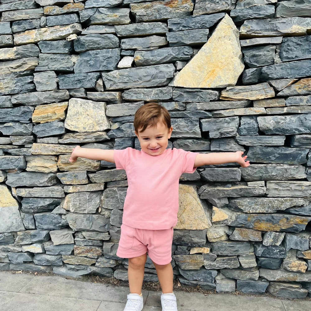 %100 Organik Pamuk Waffle Kumaş Bebek Takımı | Gots Sertifikalı | Pudra