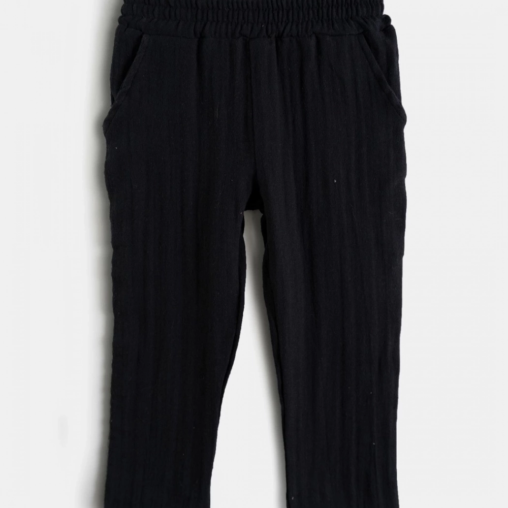 % 100 Organik Pamuklu Müslin Takım Çizgili  | Siyah