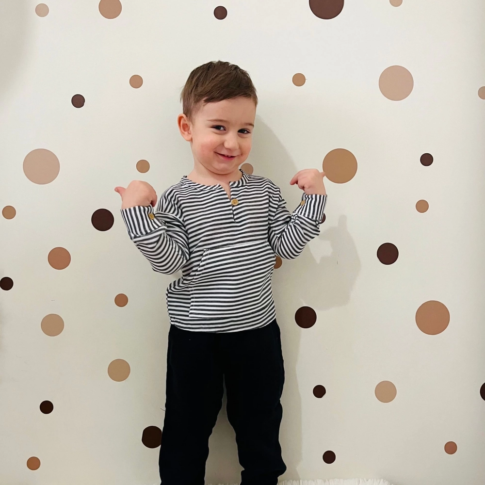 % 100 Organik Pamuklu Müslin Takım Çizgili  | Siyah