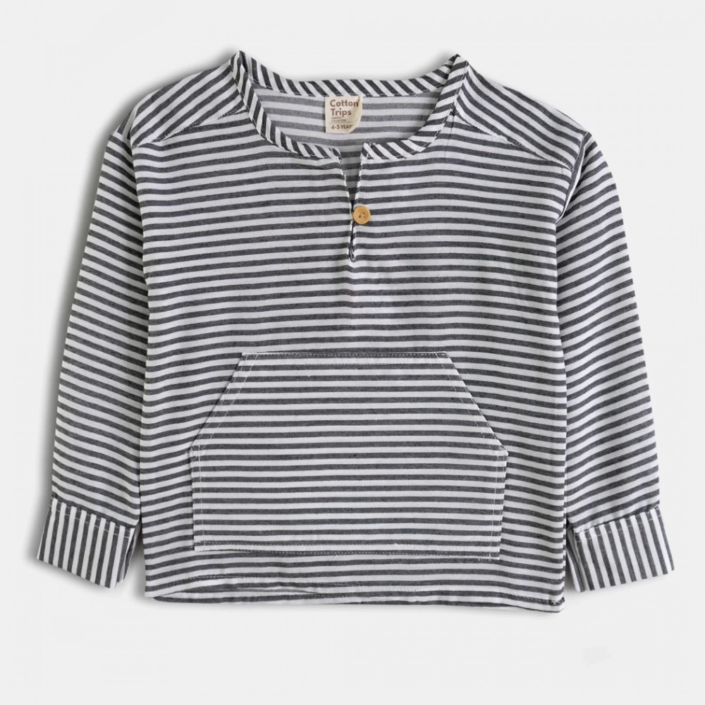 % 100 Organik Pamuklu Müslin Takım Çizgili  | Siyah