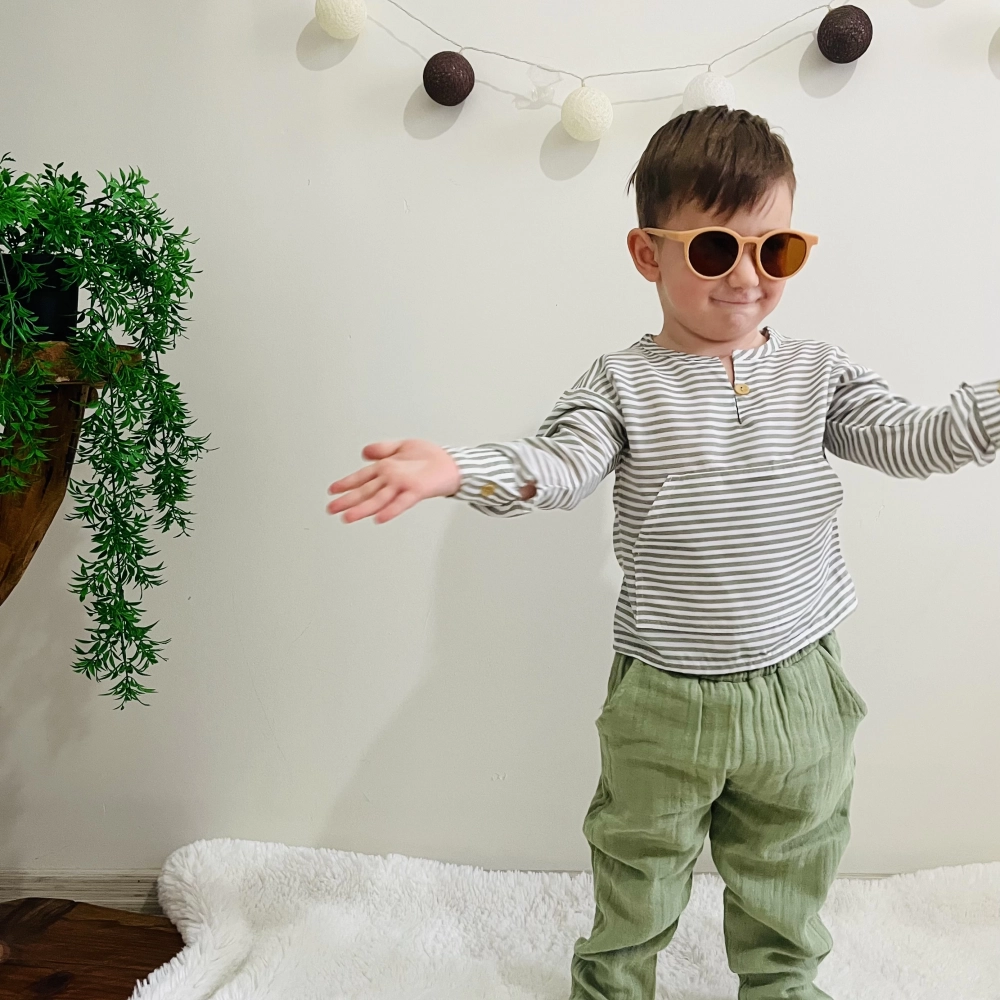 % 100 Organik Pamuklu Müslin Takım Çizgili | Yeşil