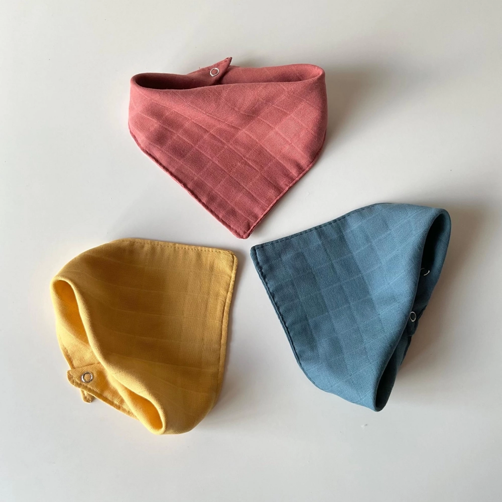 3’lü Takım Müslin Bebek Fuları | %100 Pamuk | Pastel