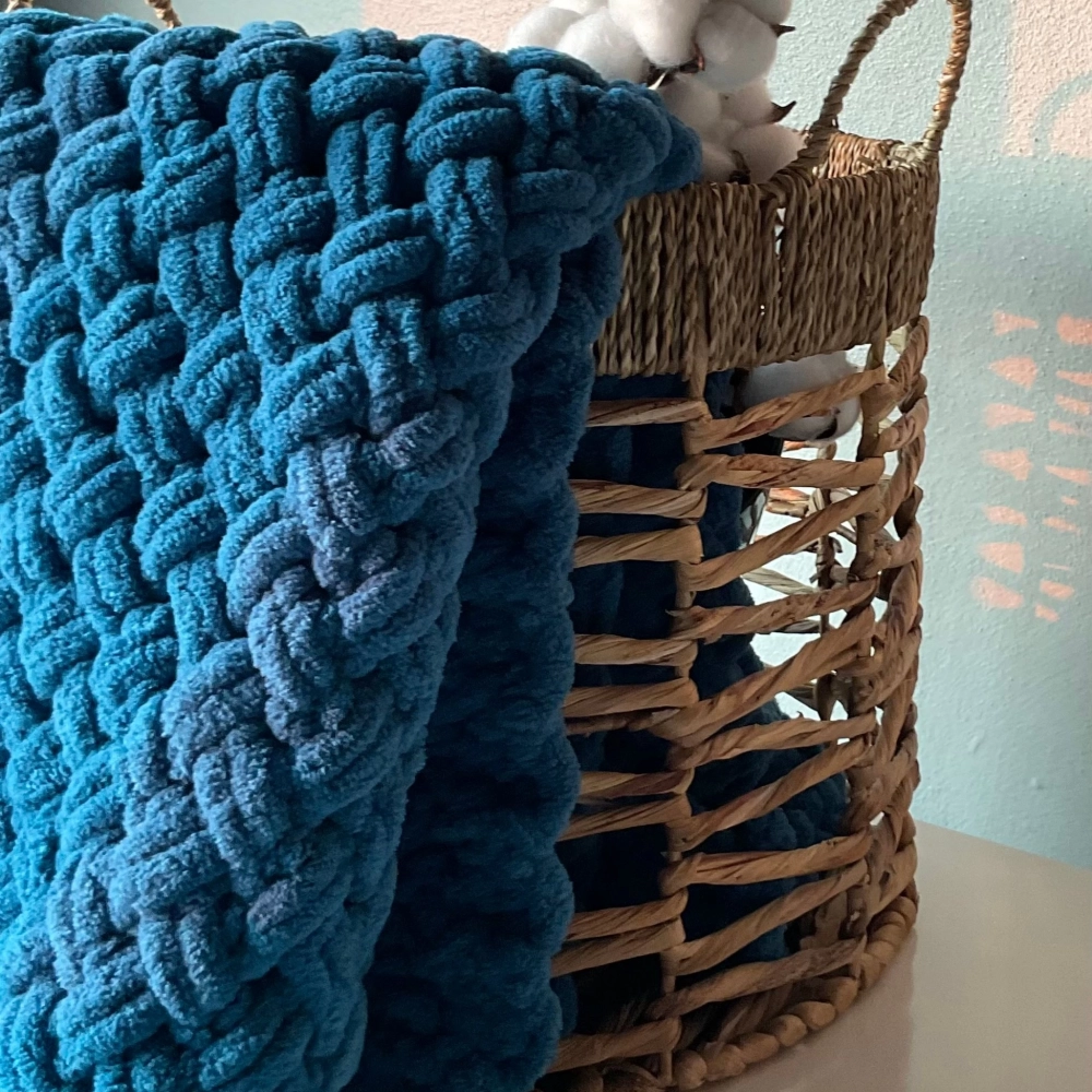 Hasır Puffy Bebek Battaniyesi | Petrol