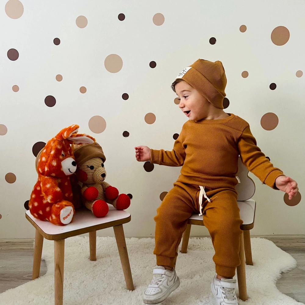 Mevsimlik Tiffle Üçlü Takım %100 Pamuk | Kahve