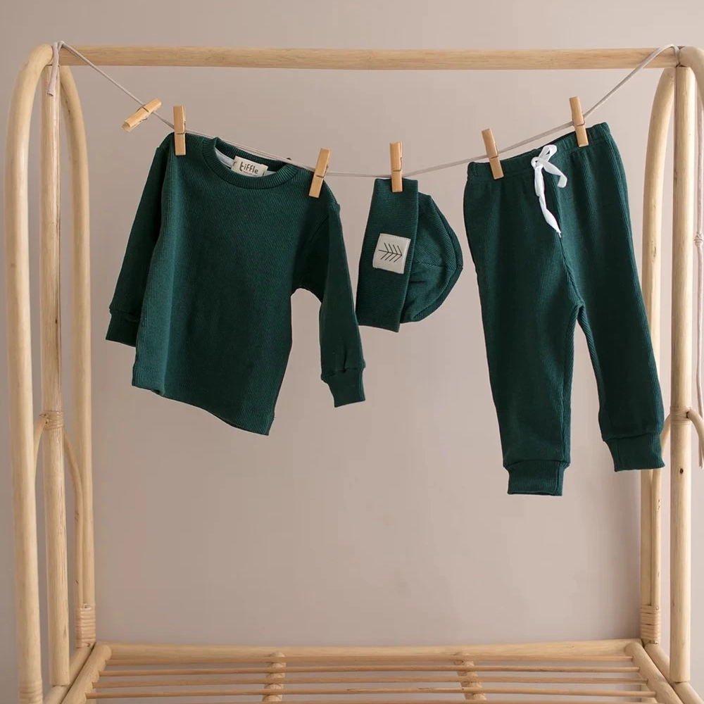 Mevsimlik Tiffle Üçlü Takım %100 Pamuk | Yeşil