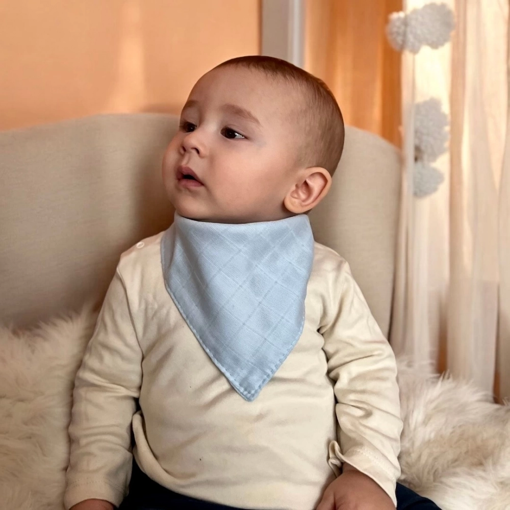 Müslin Bebek Fuları %100 Pamuk | Açık Mavi