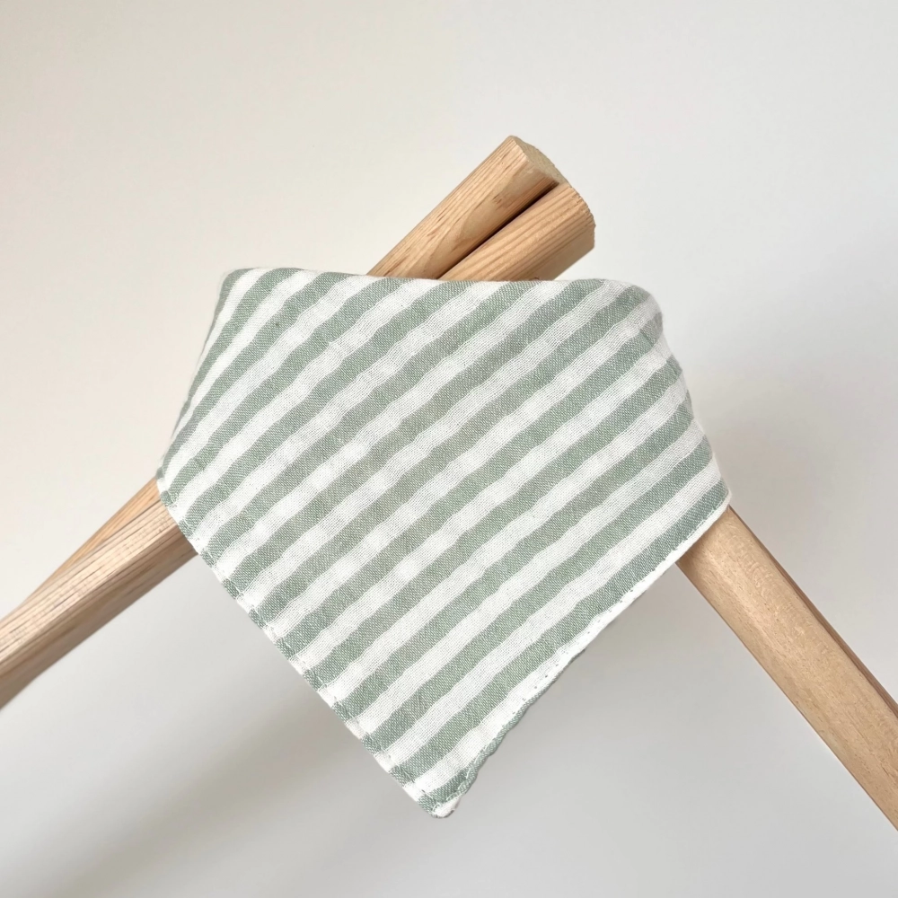 Müslin Bebek Fuları %100 Pamuk | Yeşil Çizgili