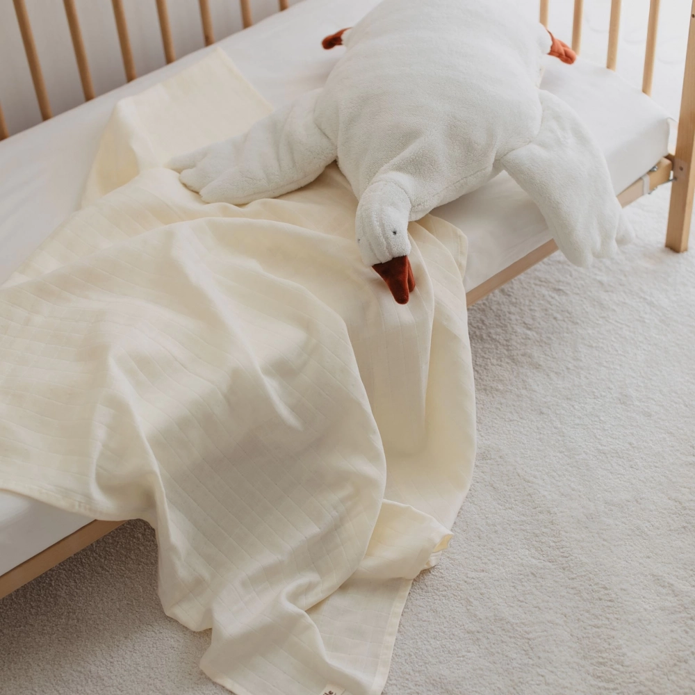 Müslin Bebek Örtüsü %100 Pamuk | Krem