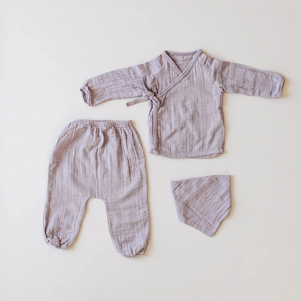 Müslin Üçlü Takım %100 Pamuk | Kahve