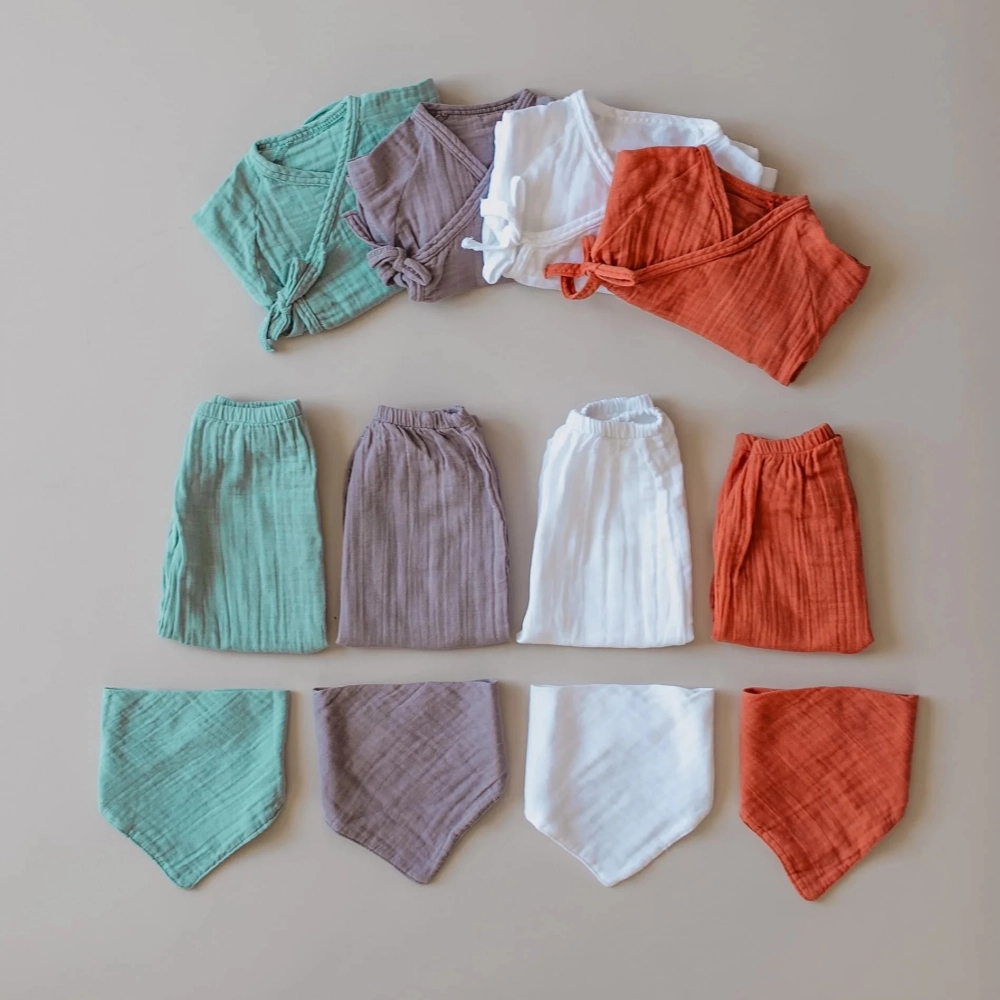 Müslin Üçlü Takım %100 Pamuk | Kahve