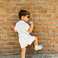 %100 Organik Pamuk Waffle Kumaş Bebek Takımı | Gots Sertifikalı | Ekru