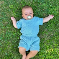 %100 Organik Pamuk Waffle Kumaş Bebek Takımı | Gots Sertifikalı | Mint