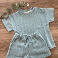 %100 Organik Pamuk Waffle Kumaş Bebek Takımı | Gots Sertifikalı | Mint