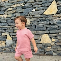 %100 Organik Pamuk Waffle Kumaş Bebek Takımı | Gots Sertifikalı | Pudra