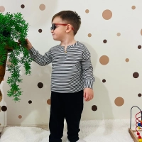 % 100 Organik Pamuklu Müslin Takım Çizgili  | Siyah