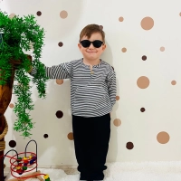 % 100 Organik Pamuklu Müslin Takım Çizgili  | Siyah