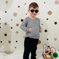 % 100 Organik Pamuklu Müslin Takım Çizgili  | Siyah