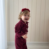 %100 Pamuk Kadife Tulum Bordo Kız Çocuk