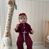 %100 Pamuk Kadife Tulum Bordo Kız Çocuk