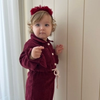 %100 Pamuk Kadife Tulum Bordo Kız Çocuk