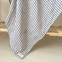 Çizgili Çift Katlı Müslin Bebek Örtüsü | %100 Organik Pamuk | Mavi çizgili