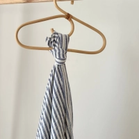 Çizgili Çift Katlı Müslin Bebek Örtüsü | %100 Organik Pamuk | Mavi çizgili