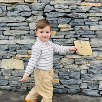 Kahverengi Çizgili Gömlekli Dokuma Çocuk Takım