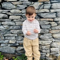 Kahverengi Çizgili Gömlekli Dokuma Çocuk Takım