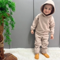 Kışlık Kapüşonlu Polar Çocuk Takım | Bej