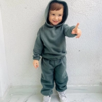 Kışlık Kapüşonlu Polar Çocuk Takım | Haki