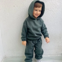 Kışlık Kapüşonlu Polar Çocuk Takım | Haki