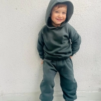 Kışlık Kapüşonlu Polar Çocuk Takım | Haki