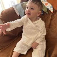 Müslin Bebek Takımı Kimono Takım %100 Organik Pamuklu | Ekru