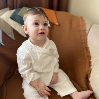 Müslin Bebek Takımı Kimono Takım %100 Organik Pamuklu | Ekru